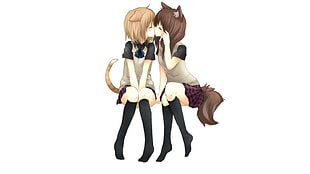lesbians, anime girls, nekomimi, original characters HD wallpaper