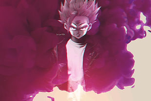 DragonBall Z Son Gohan digital wallpaper, 3D, Dragon Ball, smoke, pink