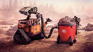 red and black shop-vac vacuum cleaner, WALL·E, animated movies, movies
