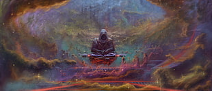 person sitting with hood digital wallpaper, Sith, meditation