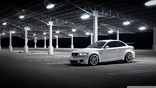 white BMW coupe, car, bmw serie 1 , BMW, BMW E82