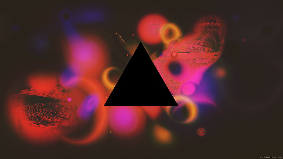 black triangle logo, triangle, geometry, space, abstract HD wallpaper