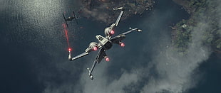 fighting aircraft digital wallpaper, ultra-wide, Star Wars