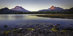 panoramic photography of lake near trees and mountains during daytime, oregon HD wallpaper