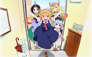 animel poster, Kobayashi-san Chi no Maid Dragon, Tohru (Kobayashi-san Chi no Maid Dragon), Lucoa (Kobayashi-san Chi no Maid Dragon), Kanna Kamui (Kobayashi-san Chi no Maid Dragon) HD wallpaper