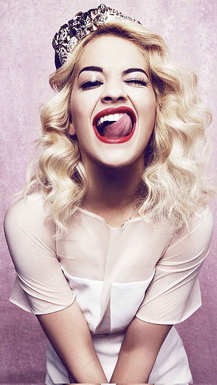 tongues, open mouth, women, blonde HD wallpaper