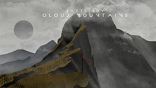 Battleby Clouds Mountains poster, mountains, clouds, hills, flag