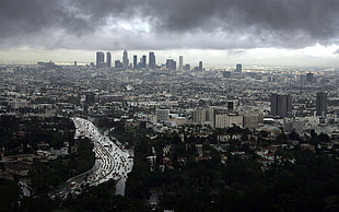 aerial image of city buildings HD wallpaper