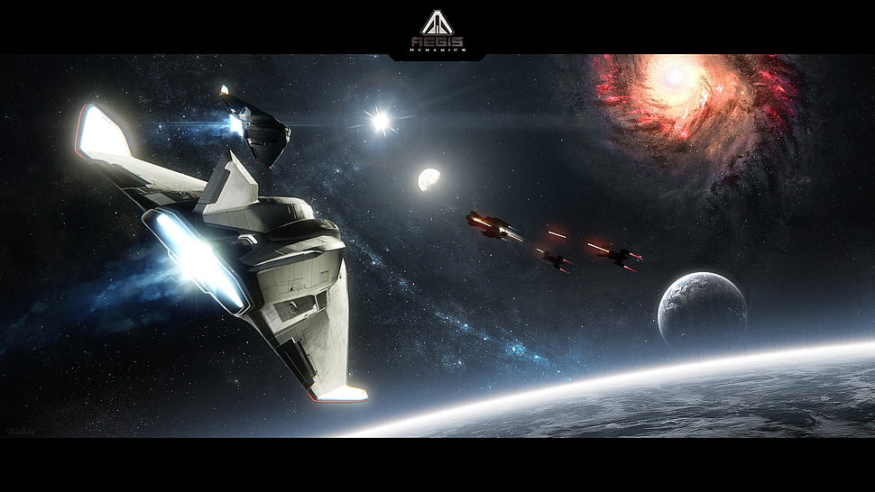 black and gray Asus laptop, space, Star Citizen, spaceship HD wallpaper