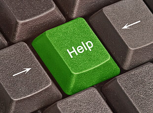 closeup photography of green Help computer keyboard button HD wallpaper