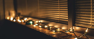 yellow striplights, Christmas ornaments , multiple display