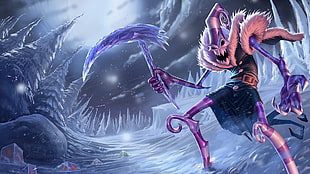 purple monster holding sword digital wallpaper, League of Legends, Fiddlesticks