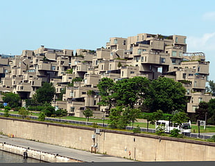 white and brown concrete building, Habitat 67, Moshe Safdie, Expo 67, Montreal