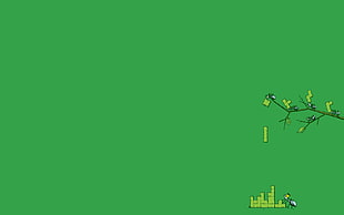 ants on branch dropping tetris blocks clipart, minimalism, Tetris, ants, green background