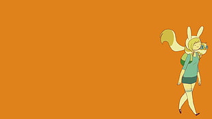 brown haired female cartoon character, minimalism, orange, Adventure Time, Fionna the Human