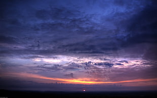 blue clouds, sunset, nature