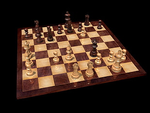 brown and white chess board game