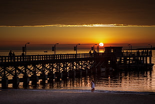 dock during sunset, punta del este HD wallpaper