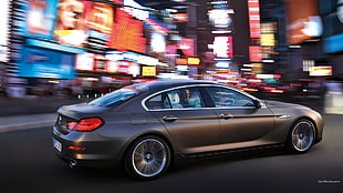 gray 5-door hatchback, BMW 6, city, car, vehicle