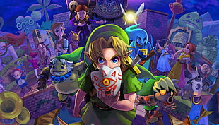 Legend Of Zelda digital wallpaper, The Legend of Zelda: Majora's Mask, The Legend of Zelda, video games, Link