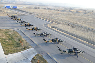 assorted-color aircraft lot, helicopters, TAI/AgustaWestland T129, aircraft, military aircraft