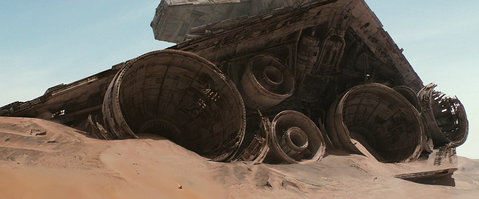 black car wheel with tire set, Star Wars, Star Wars: The Force Awakens, Jakku, Star Destroyer HD wallpaper