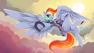 grey and pink winged horse illustration, My Little Pony, mlp: fim, Rainbow Dash, armor