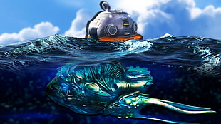 aquatic creature underwater digital wallpaper