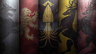 five Game of Thrones emblems wallpaper HD wallpaper
