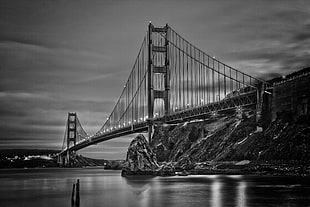 grayscale photography of Golden Gate Bridge HD wallpaper