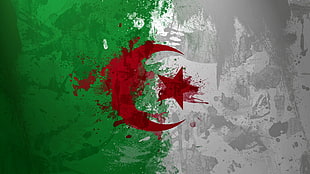 green, white, and red crescent and star flag, Algeria, flag