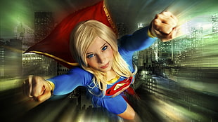 woman wearing Super Girl costume