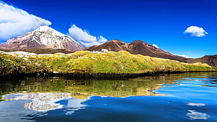 green mountains at daytime, Bolivia, lake, mountains, water
