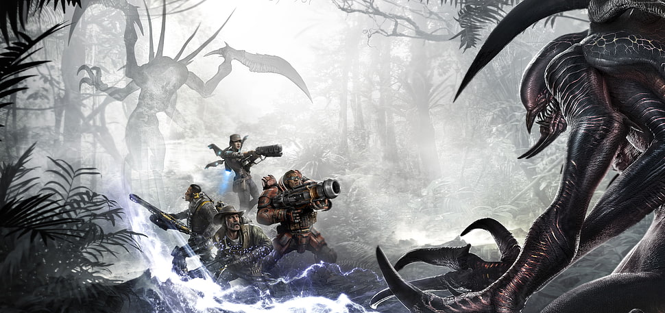 Alien Vs Predator digital wall paper HD wallpaper