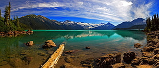 painting of lake, lake, British Columbia, Canada, mountains HD wallpaper