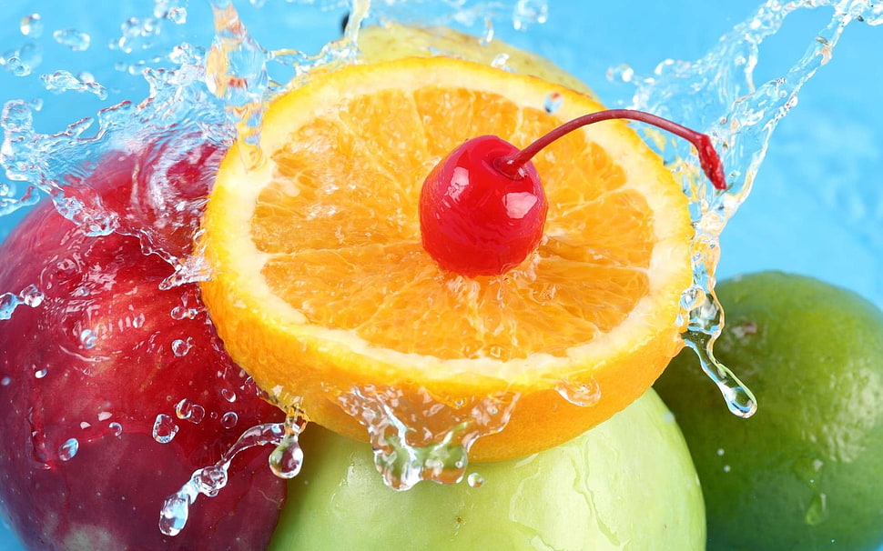 cherry on top of slice lemon HD wallpaper