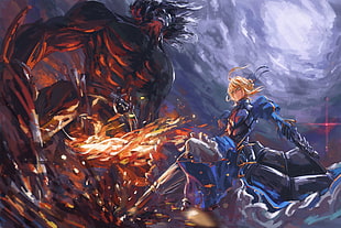 male animated character digital wallpaper, Fate/Stay Night, Saber, Berserker (Fate/Stay Night)