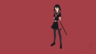 woman in black dress holding sword HD wallpaper