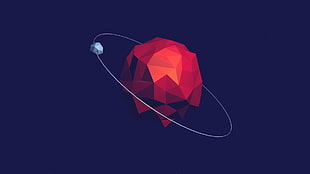 red and blue 3D planet illustration, low poly, space, blue