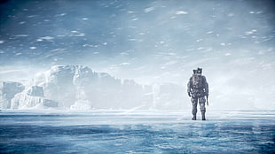 soldier on ice field 3D wallpaper