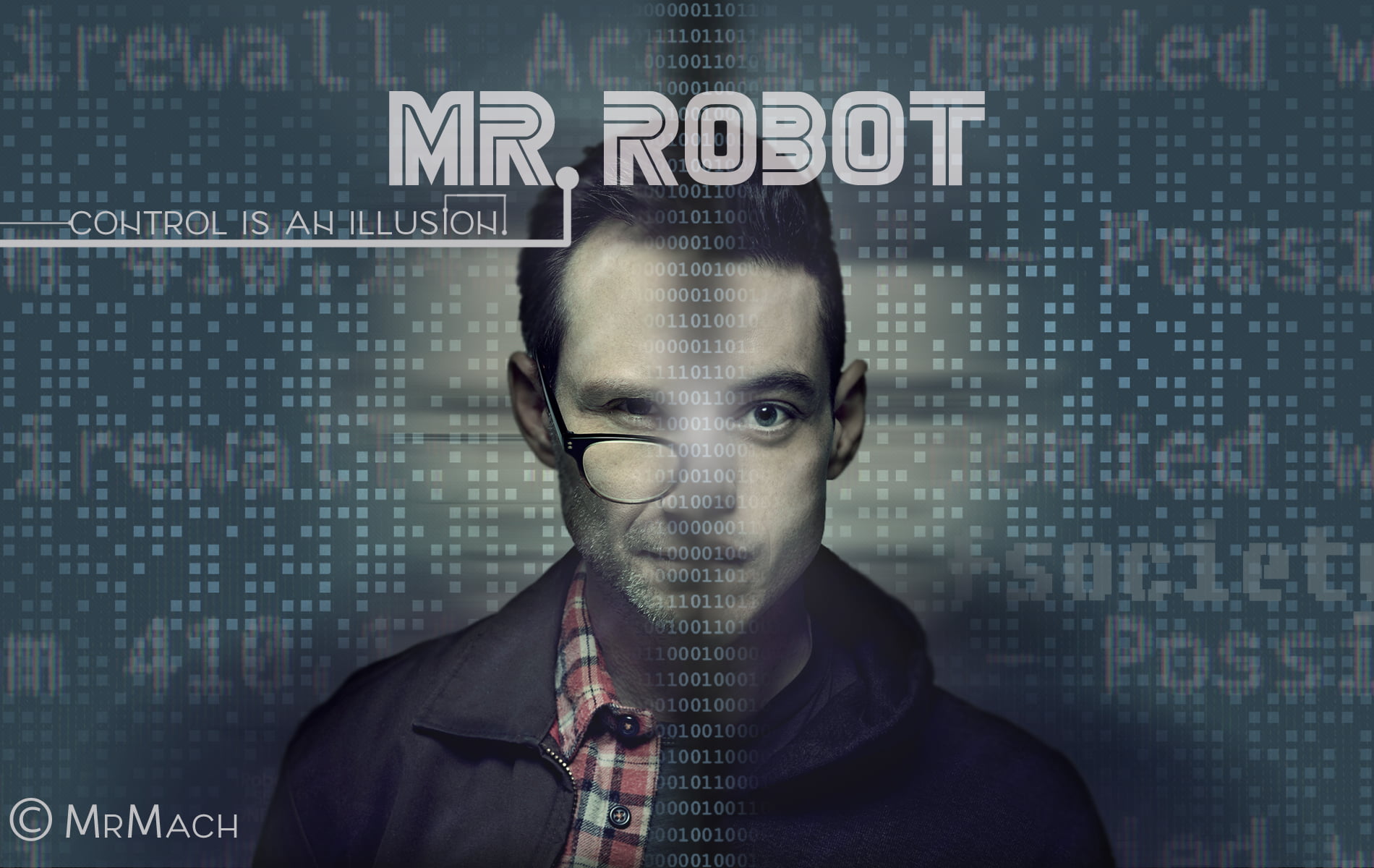 Mr. Robot poster, Mr. Robot, Elliot (Mr. Robot), Christian Slater, Rami Malek