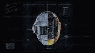 gray and black helmet illustration, Daft Punk