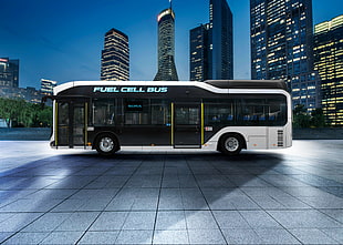 white and black Fuel Cell bus HD wallpaper