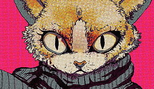 orange cat pop art, cat, pop art, Halftone Pattern