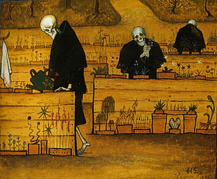 skeleton painting, classic art, classical art, Hugo Simberg, skeleton HD wallpaper