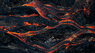 red lava digital wallpaper, lava, nature, photography