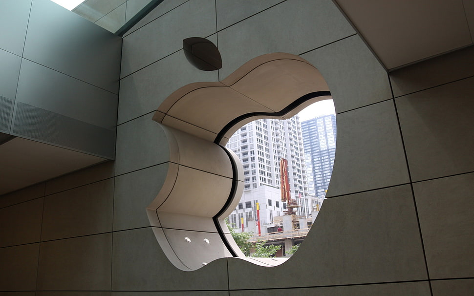 building Apple logo mirror HD wallpaper