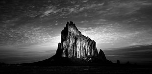 grayscale photo of mountain, landscape, nature, rock, peak