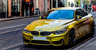 gold BMW coupe HD wallpaper