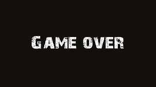 black background with game over text overlay, typo, minimalism, GAME OVER, video games